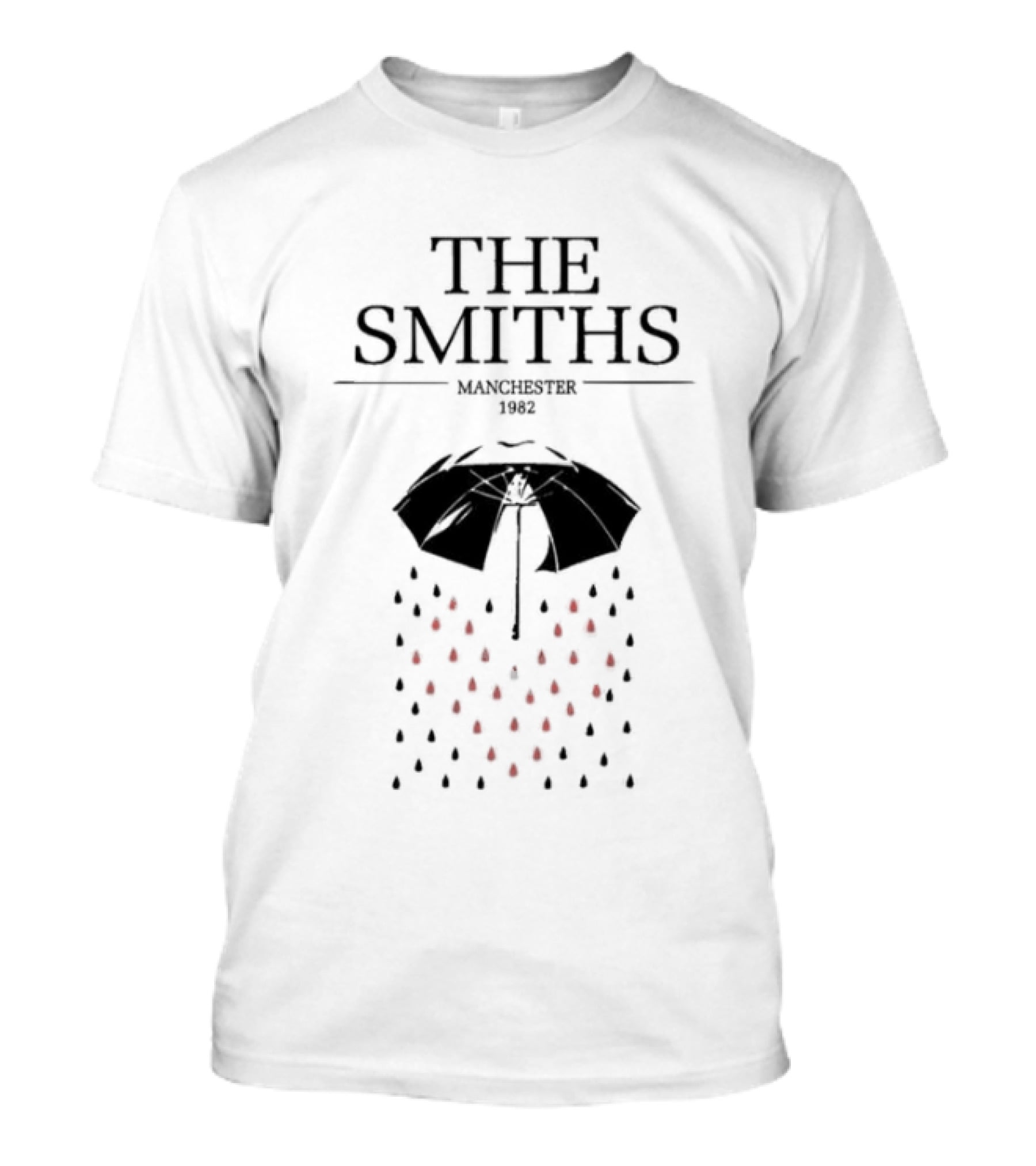 The Smiths Manchester 1982 Umbrella With Red Raindrops T-Shirt
