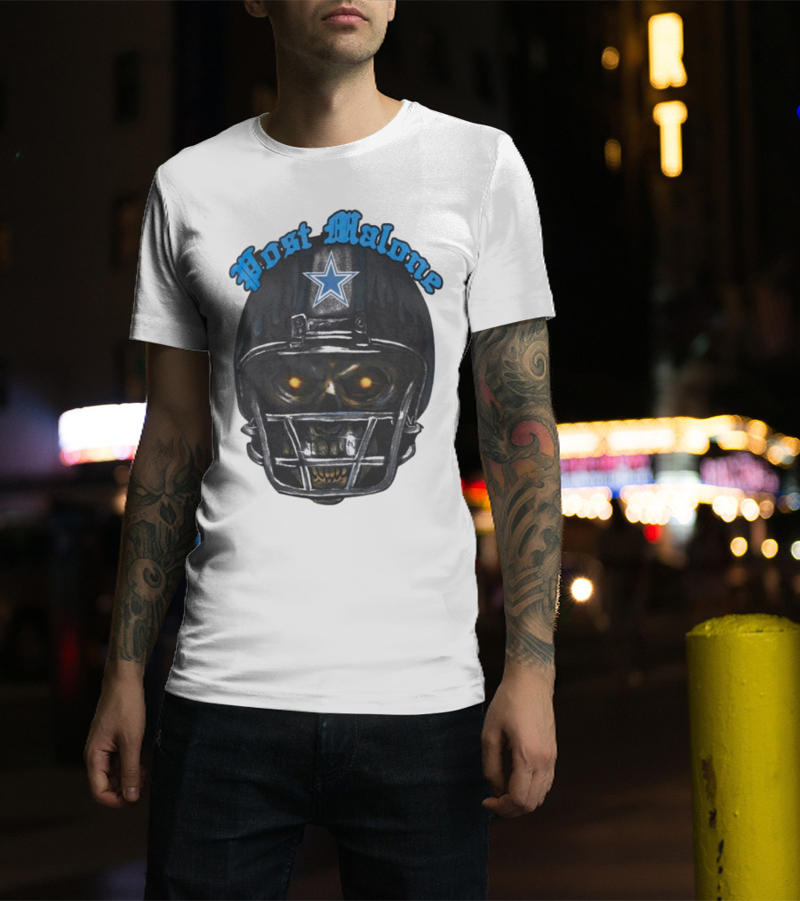 Post Malone Dallas Cowboys Helmet Skeleton With Star T-Shirt