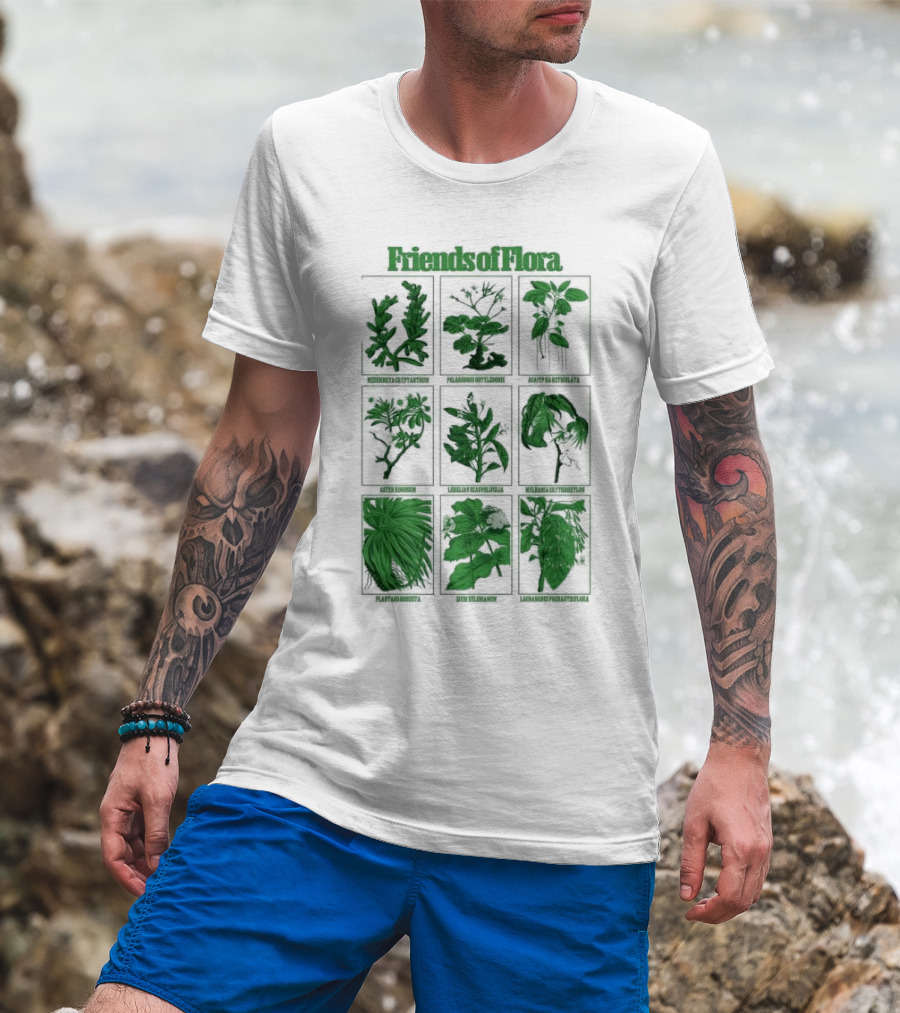 Friends Of Flora Plants Green Botanical Compilation T-Shirt