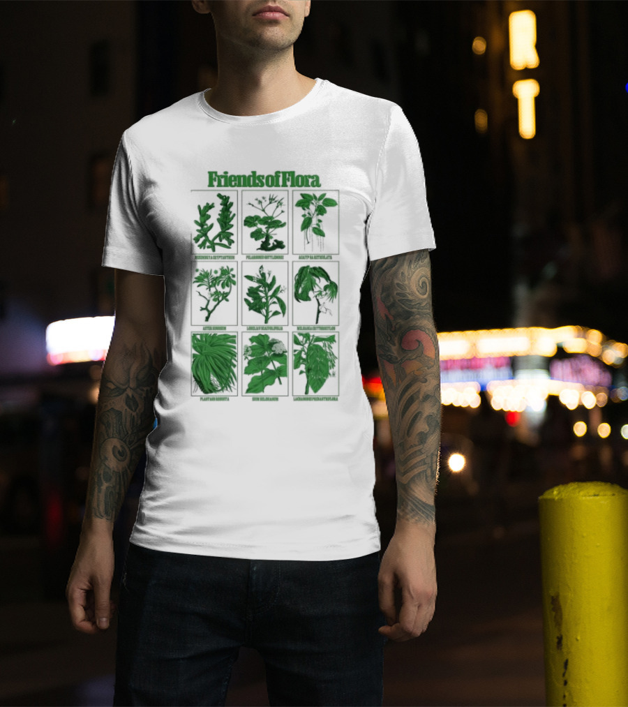 Friends Of Flora Plants Green Botanical Compilation T-Shirt