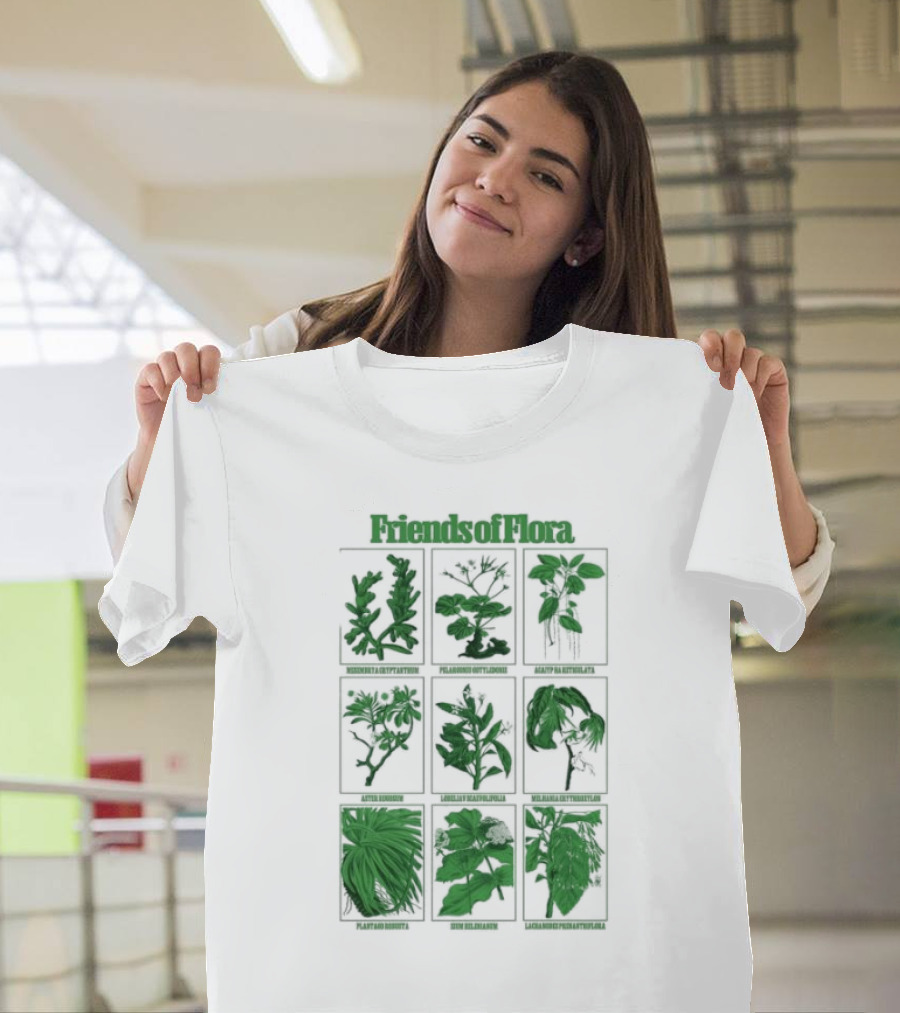Friends Of Flora Plants Green Botanical Compilation T-Shirt