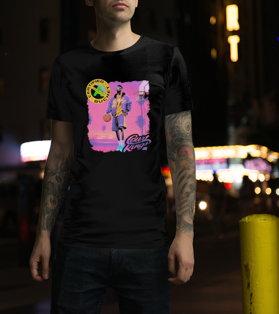 Certified Bucket Court Kings Style Basketball Sunset Scene T-Shirt