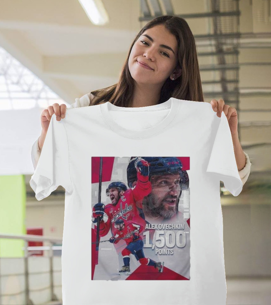 Alex Ovechkin 1500 Points Celebration Washington Capitals Red And White Hockey T-Shirt