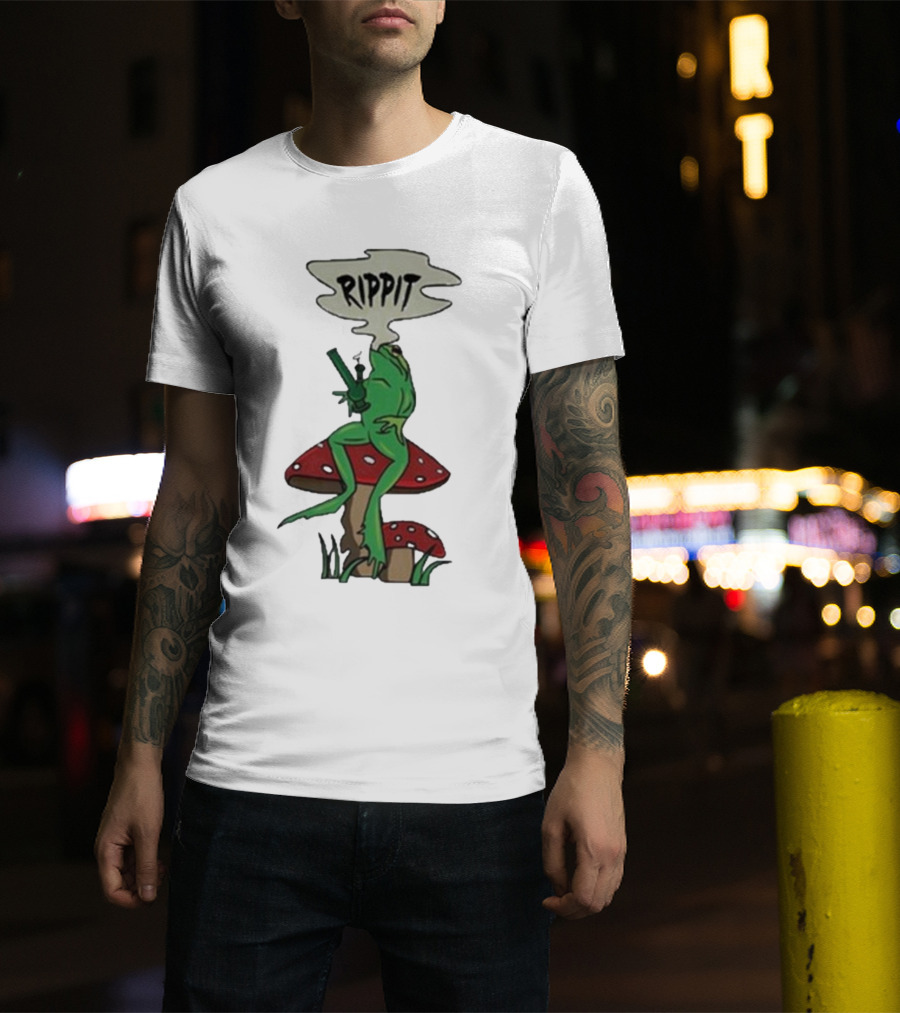Fourtwenty Rippit Frog Smoking On Mushroom T-Shirt