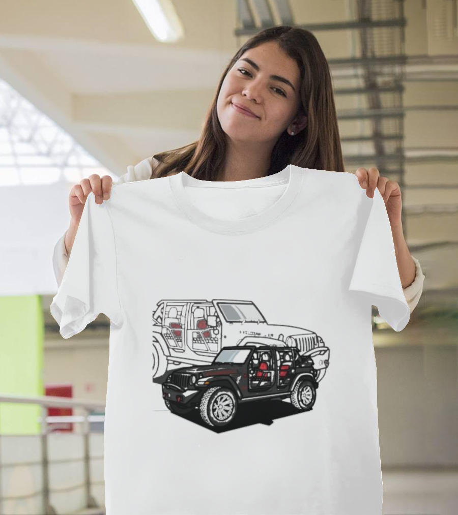 Tunic Jeep Car Illustration with Adventure Elements T-Shirt