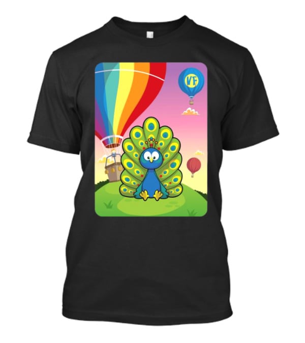 Vee Friends Practical Peacock Colorful Hot Air Balloon Vee Friends T-Shirt