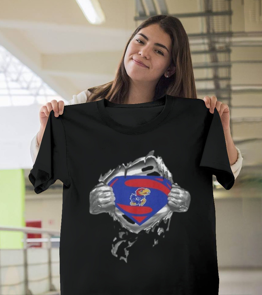 Kansas Jayhawks Emblem Revealed Inside Superman T-Shirt