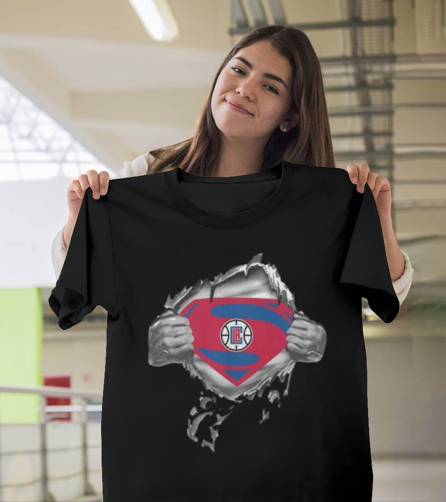 LA Clippers Superhero Emblem Reveal T-Shirt