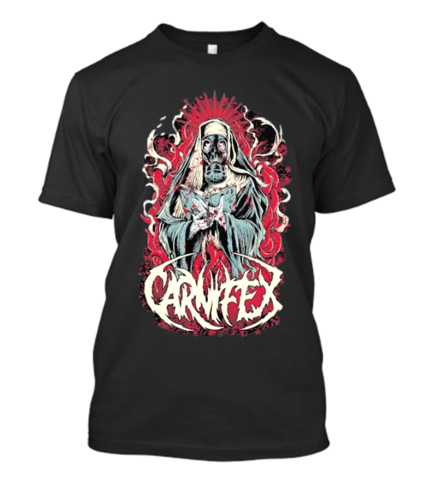 Carnifex Sister Rot Gas Mask Nun With Red Aura T-Shirt