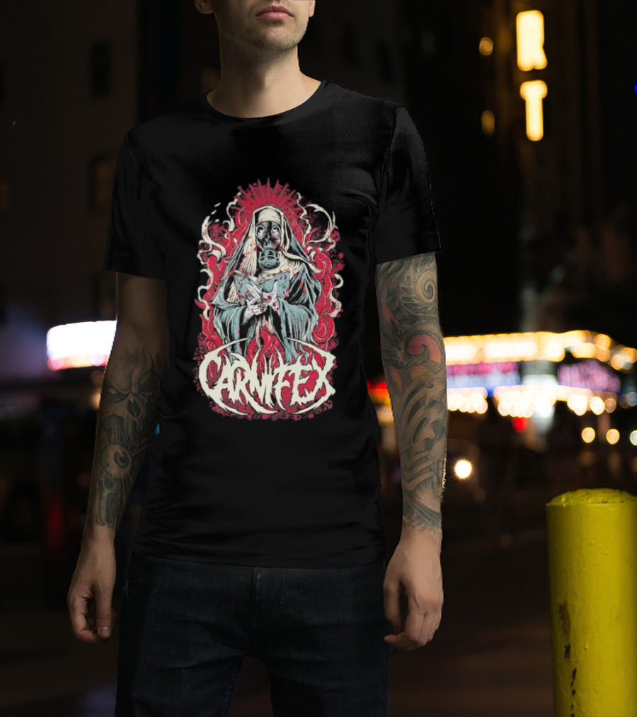 Carnifex Sister Rot Gas Mask Nun With Red Aura T-Shirt