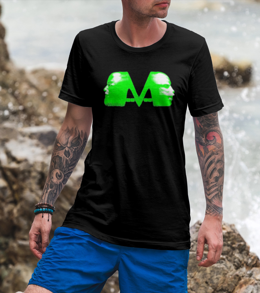 Mansionz M Faces Neon Green Portrait T-Shirt