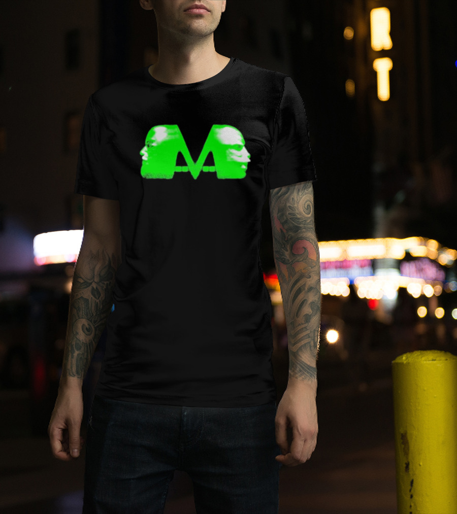 Mansionz M Faces Neon Green Portrait T-Shirt