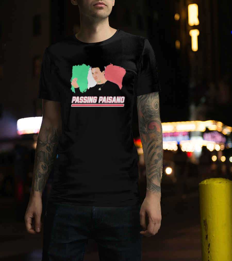 Passing Paisano Italian Gesture Flag Background T-Shirt
