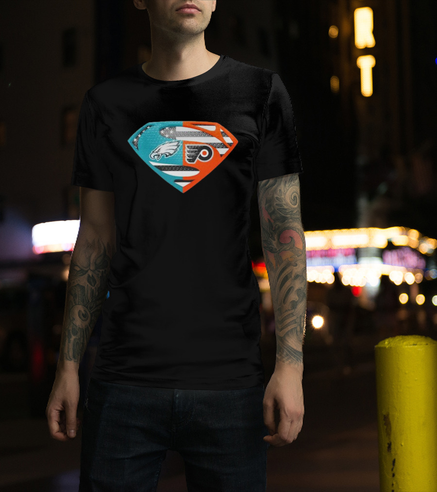 Philadelphia Eagles Philadelphia Flyers Superman Logo Mashup T-Shirt