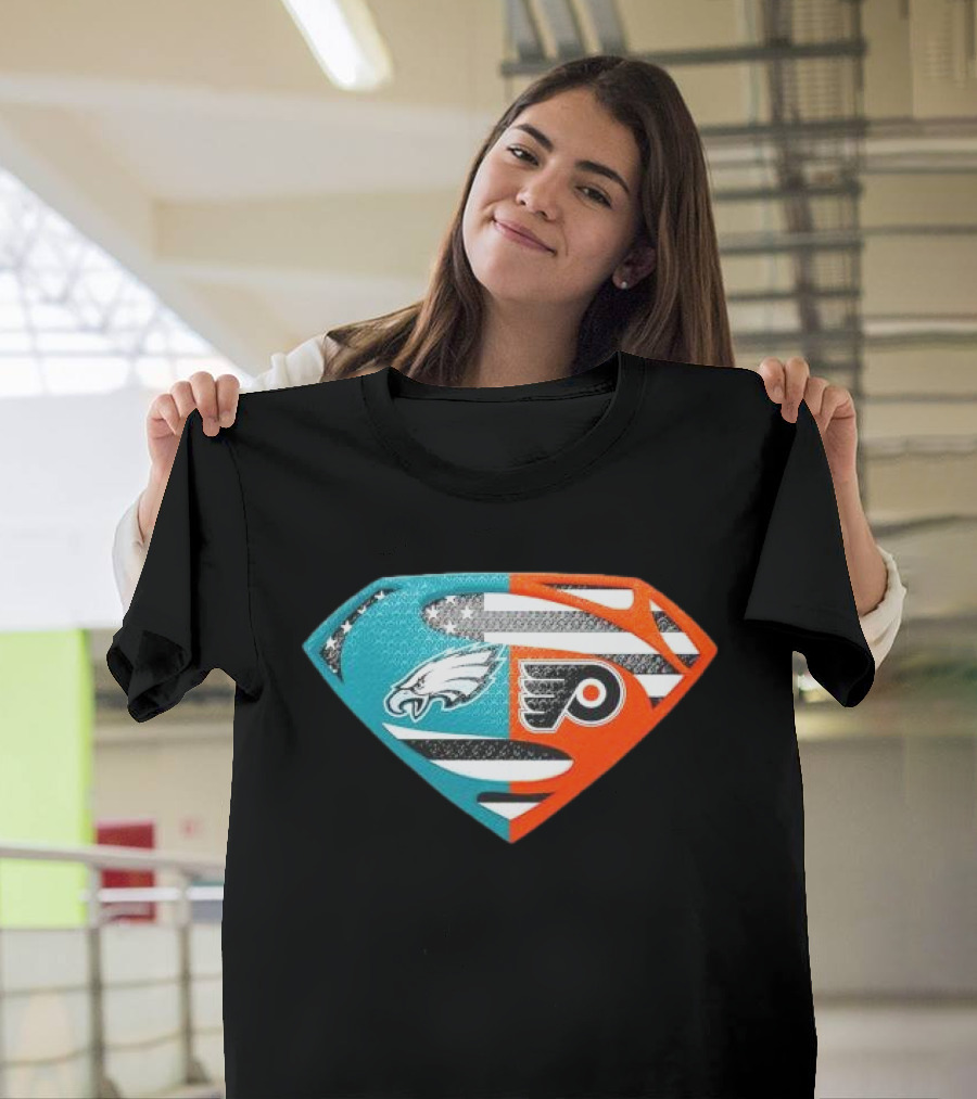 Philadelphia Eagles Philadelphia Flyers Superman Logo Mashup T-Shirt