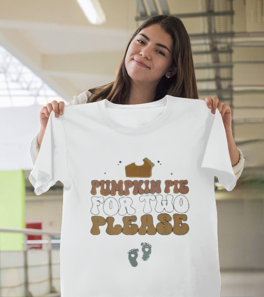 Pumpkin Pie Please Cute Pregnancy Announcement with Baby Footprints T-Shirt