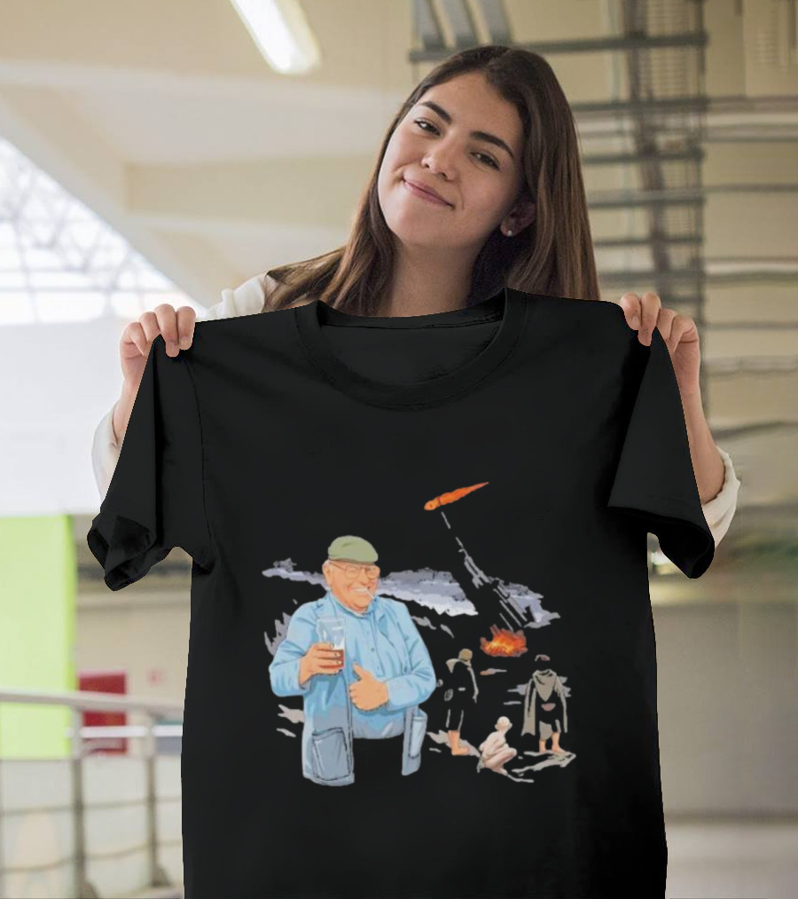 Dibnah Versus Sauron Gandalf, Hobbits, And Industrial Chimney In Middle-earth Scene T-Shirt