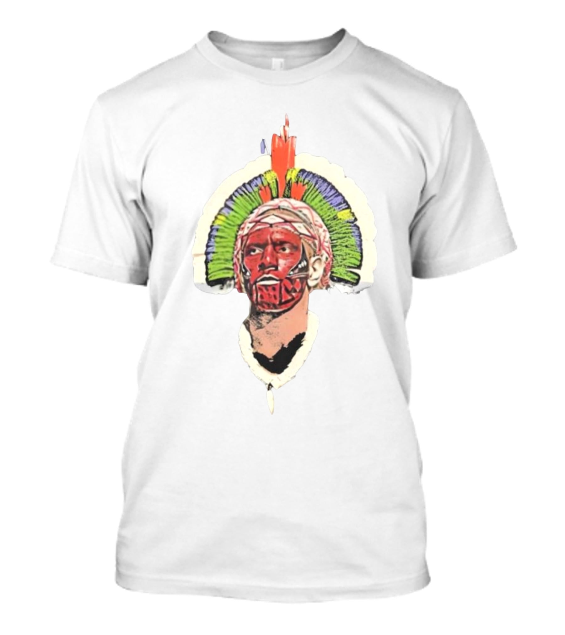 Quality Big Face Poatan Indigenous Headdress War Paint T-Shirt