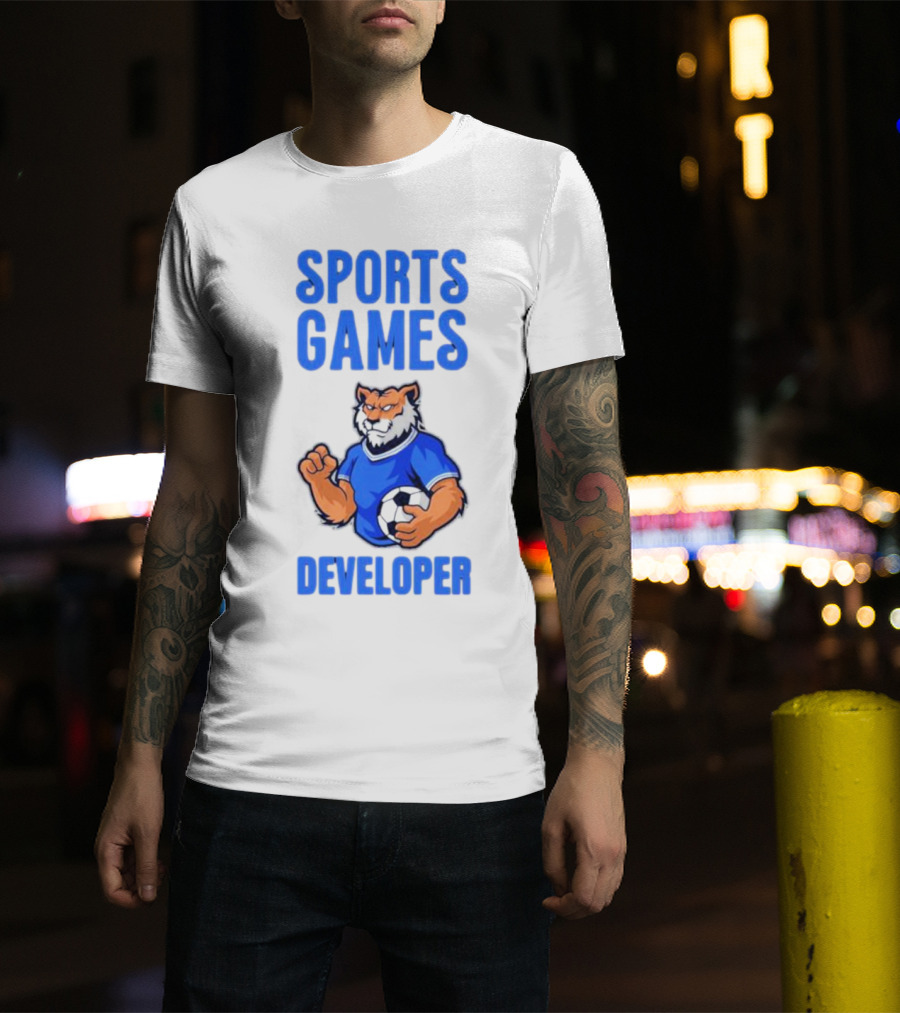Sports Games Developer Tiger Holding Soccer Ball T-Shirt