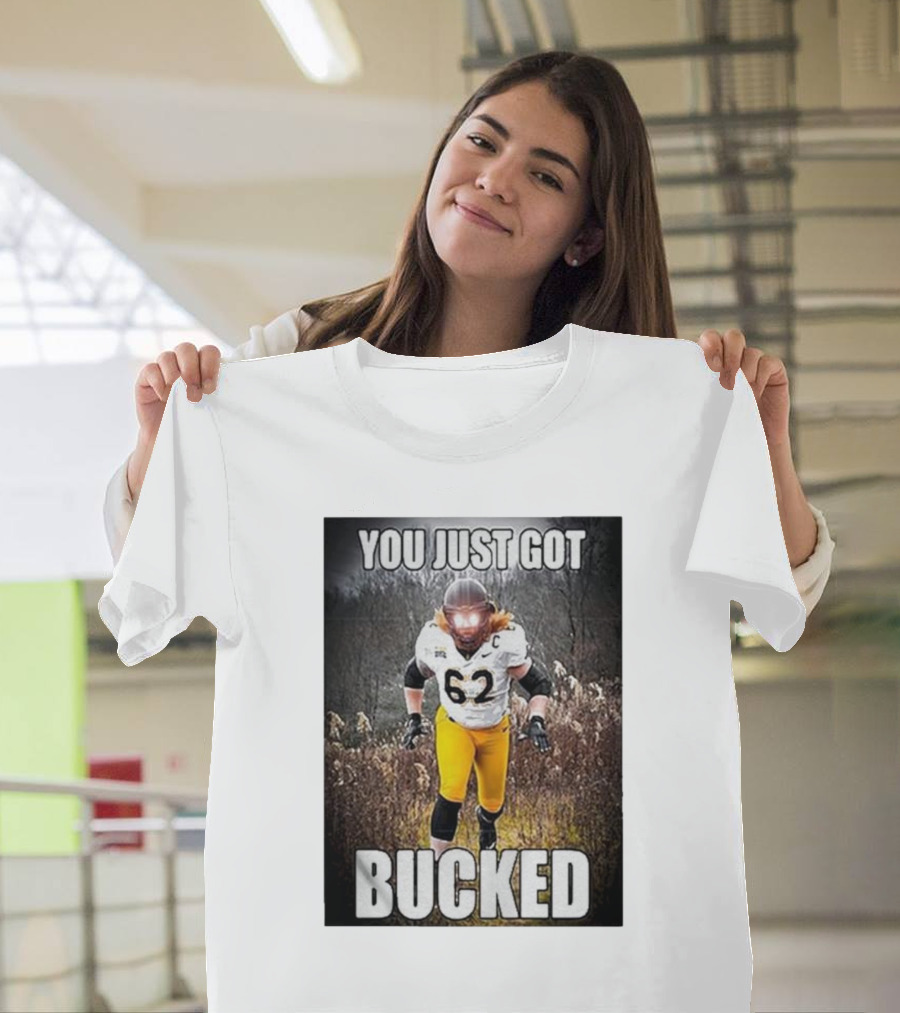 You Just Got Bucked Bucky Williams 62 Football Player Running in Field T-Shirt