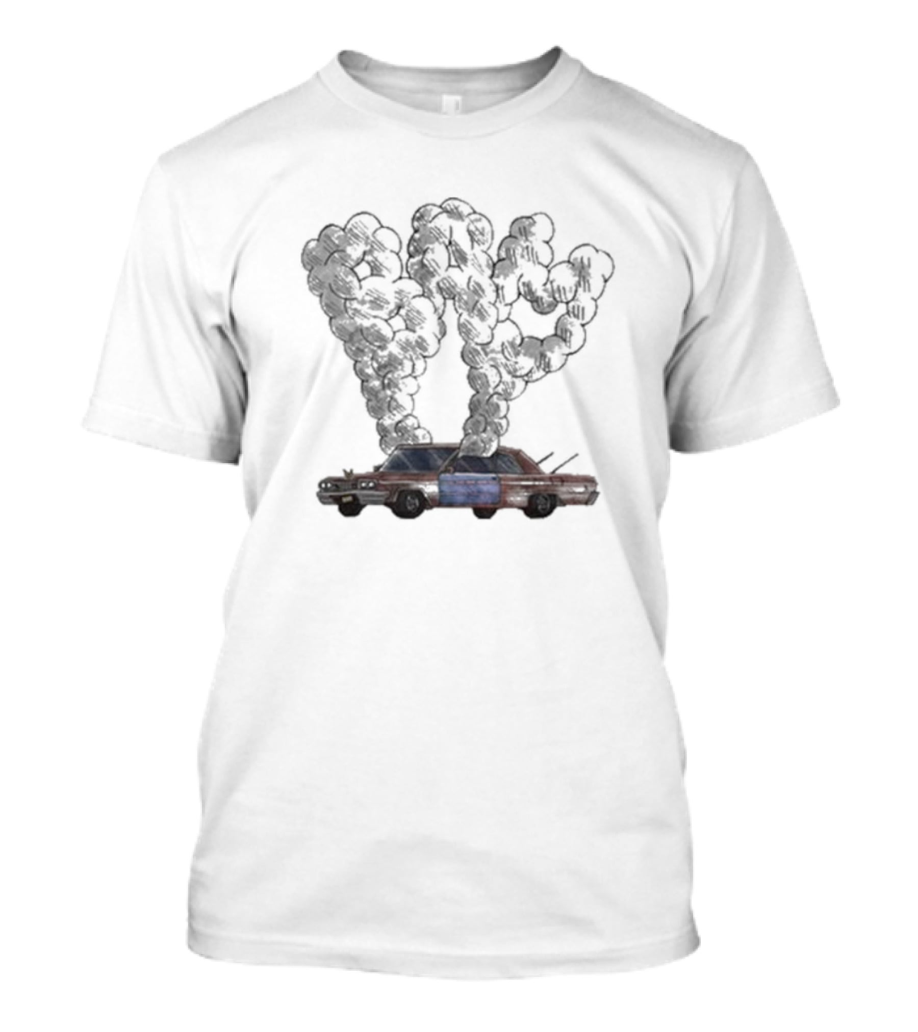 Kanel Joseph Bam Detailed Illustration Vintage Car Visual Exhaust Plumes T-Shirt
