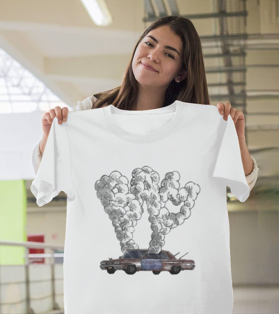 Kanel Joseph Bam Detailed Illustration Vintage Car Visual Exhaust Plumes T-Shirt