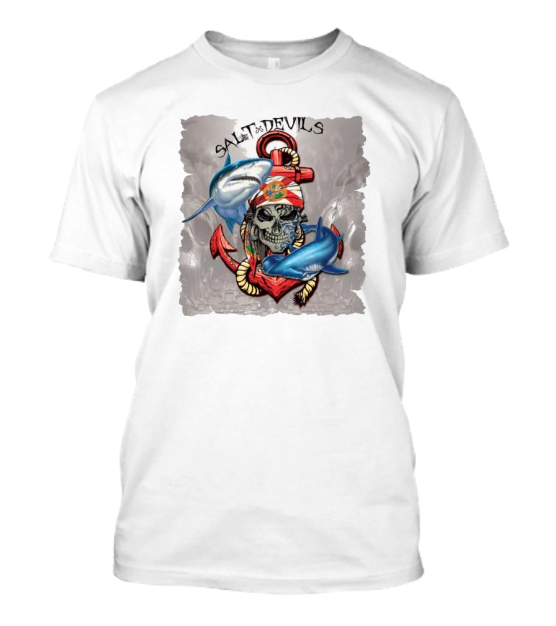 Salt Devils Pirate Skull Anchor Sharks T-Shirt