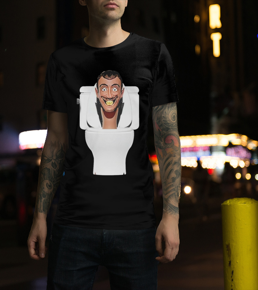 Skibidi Toilet Funny Face Character Head In Commode T-Shirt