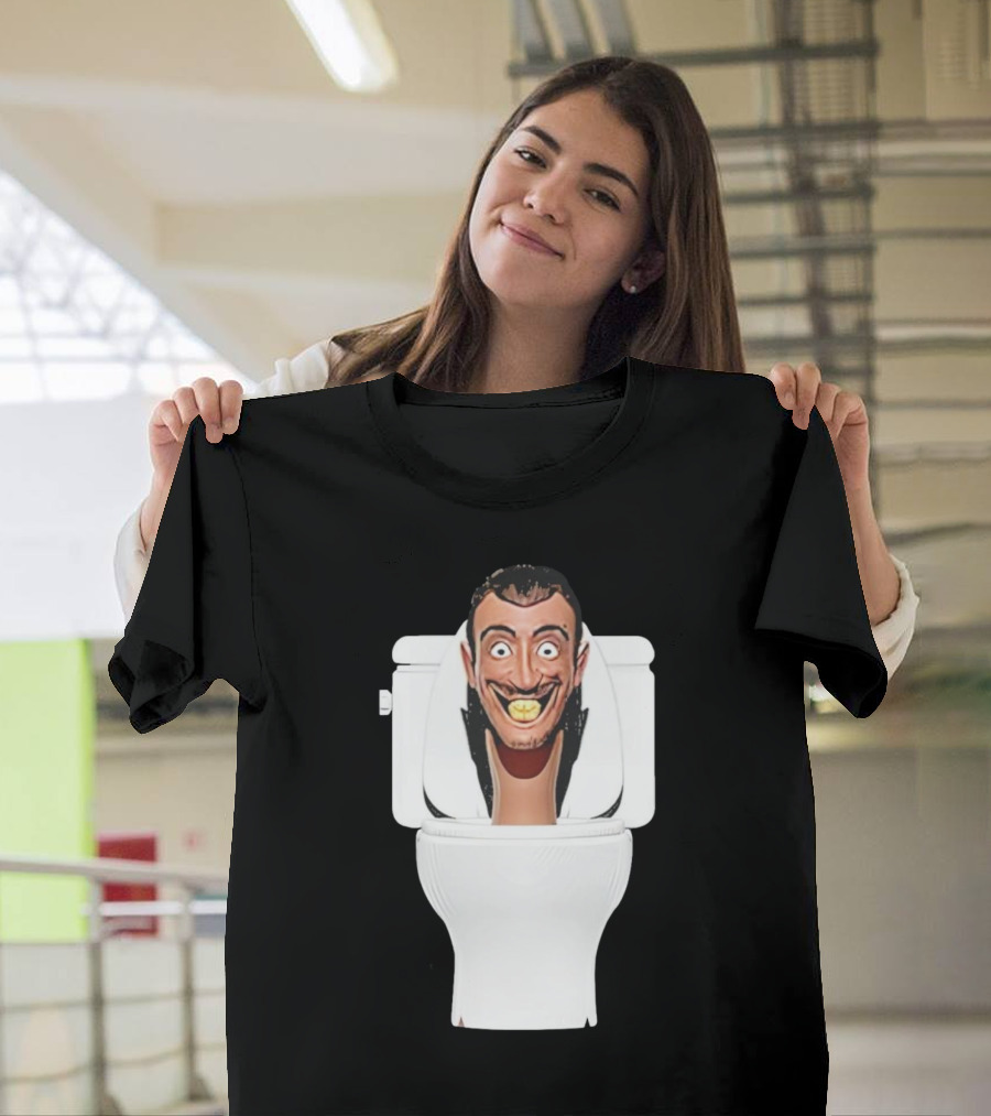 Skibidi Toilet Funny Face Character Head In Commode T-Shirt