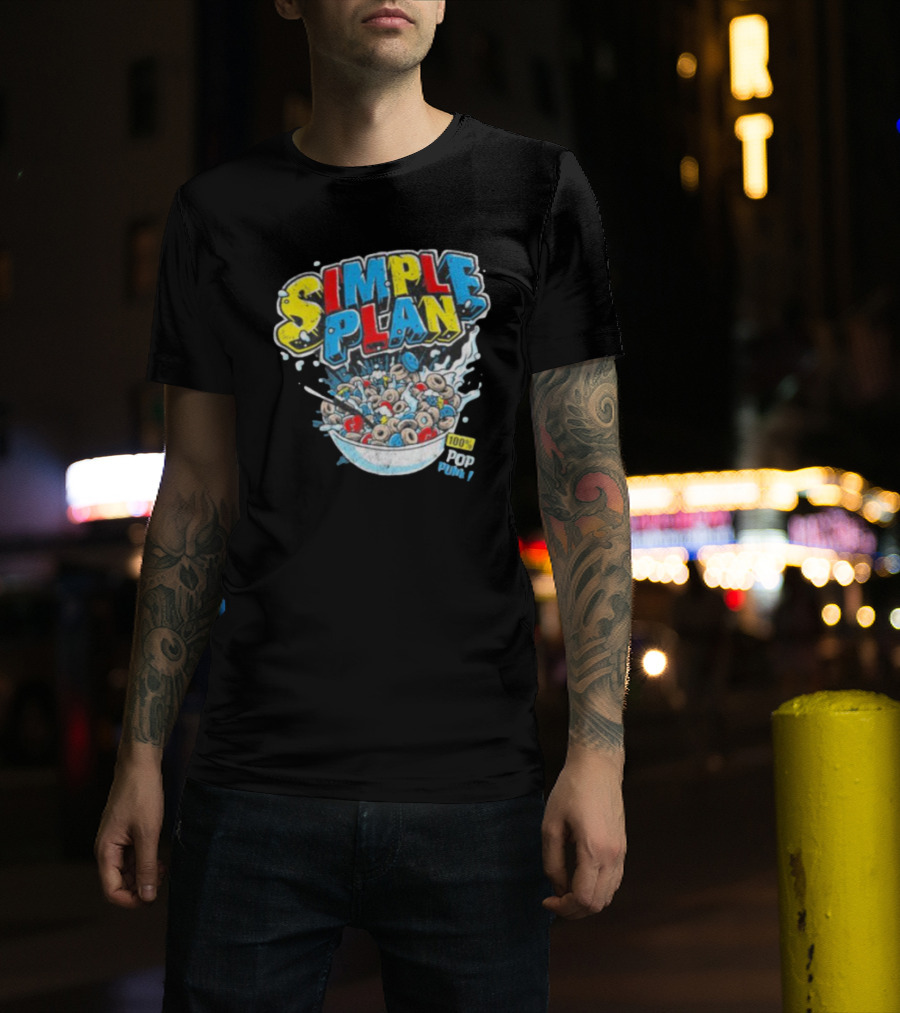 Simple Plan Pop Punk Cereal Bowl Explosion 100% T-Shirt