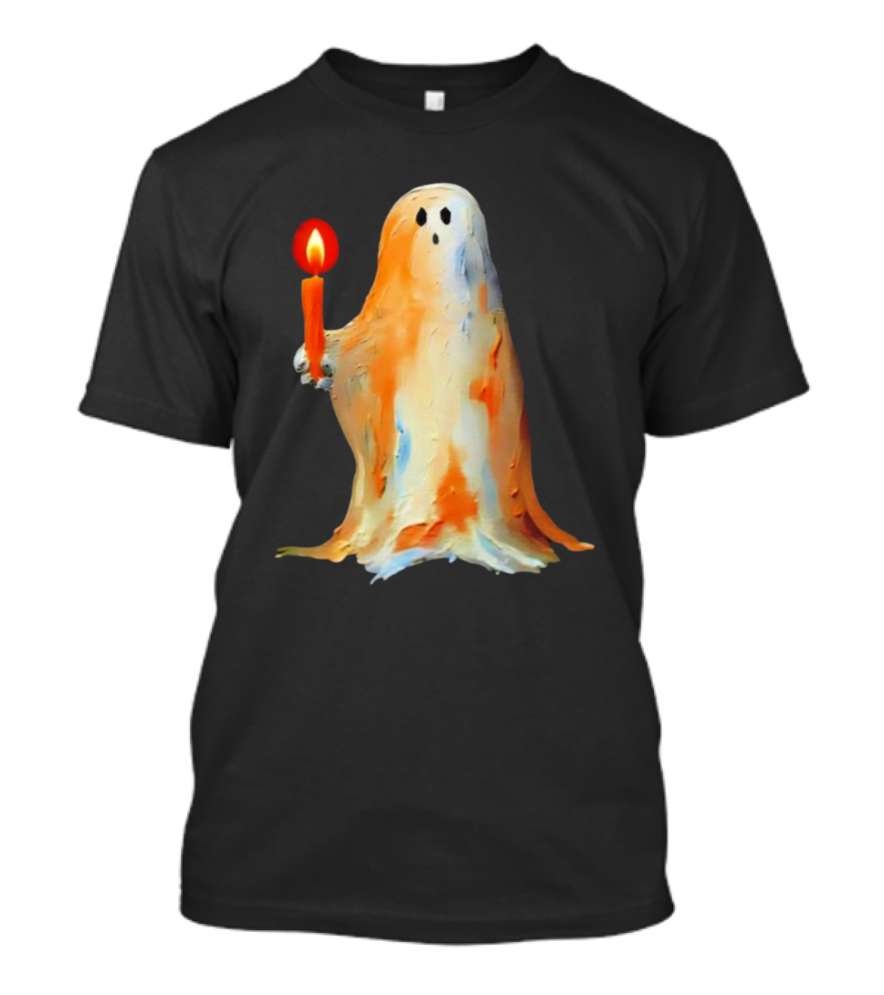 Quality Halloween Candle Holding Ghost T-Shirt