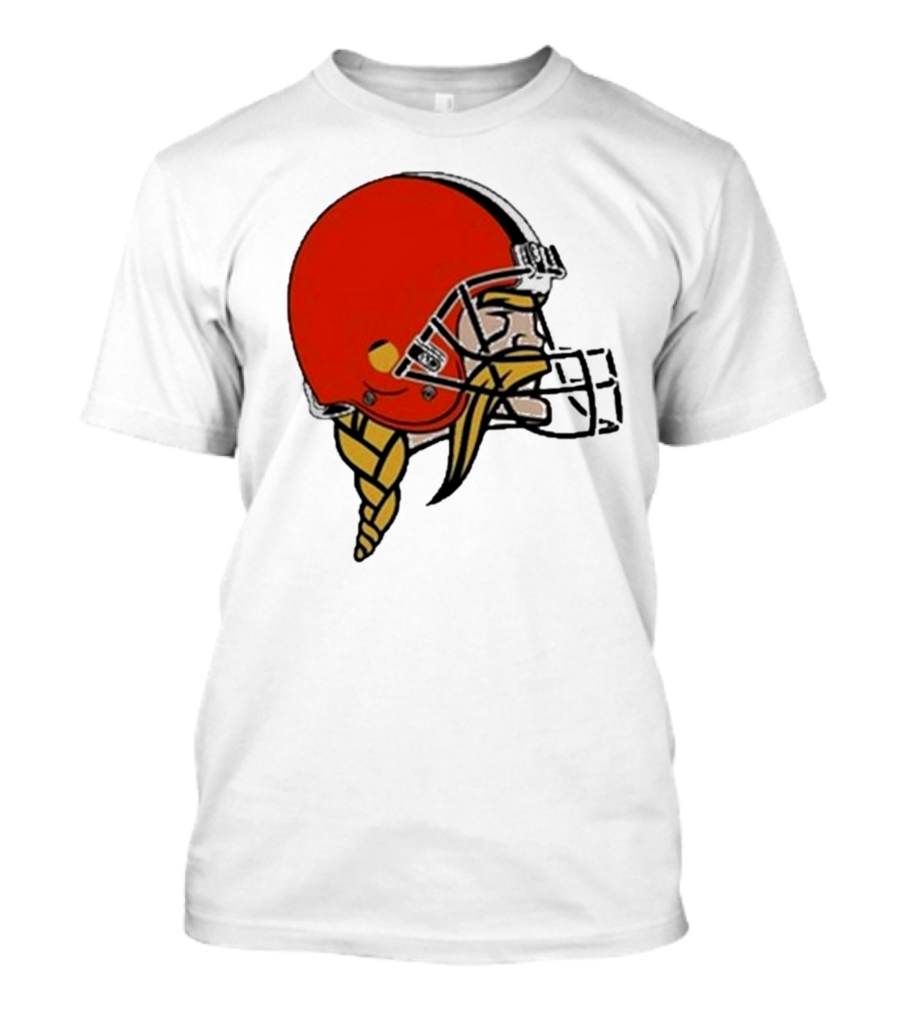 Quality Jay Cuda Browns Vikings Dual Logo Helmet T-Shirt