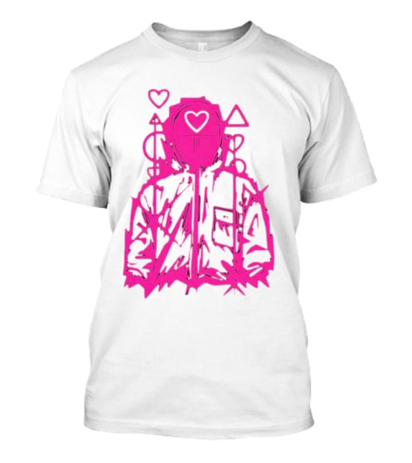 Squid Game Pink Hooded Circle Heart Triangle Symbols T-Shirt