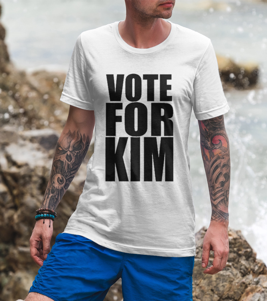 Vote For Kim Black Text T-Shirt