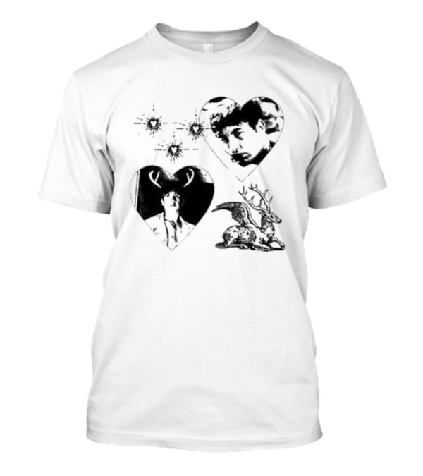 Mustardyardpress Store Oliver Hearts Deer And Faces T-Shirt