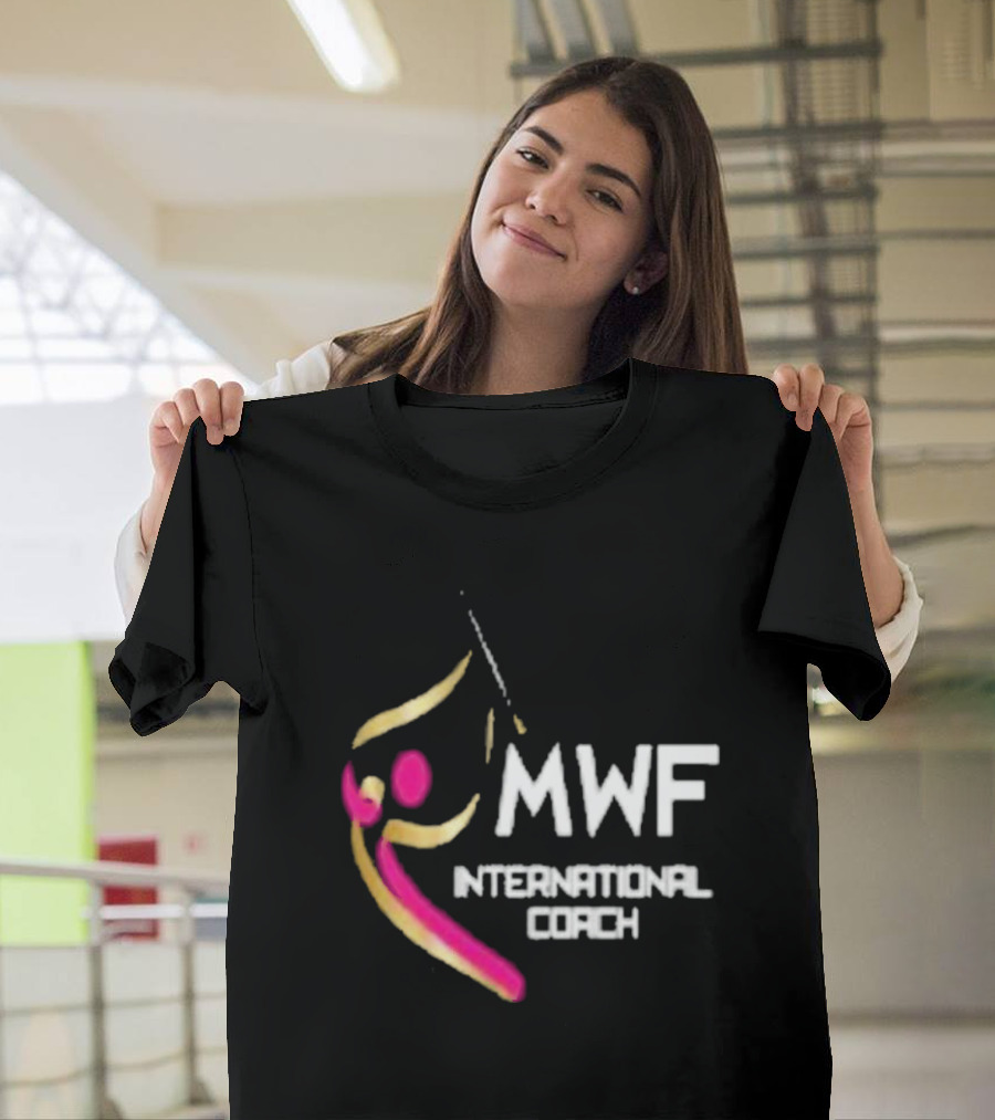 MWF International Coach Logo with Colorful Athletic Figure T-Shirt