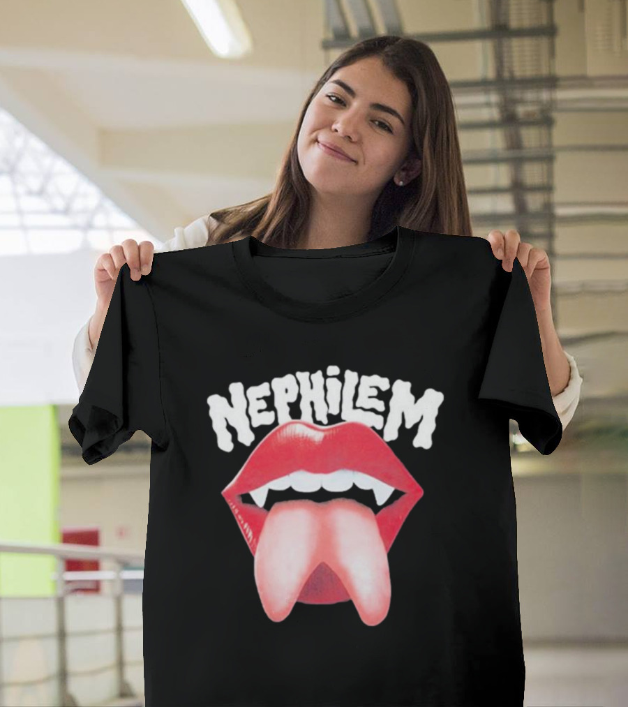 Nephilem Vampire Lips with Fangs and Extended Tongue T-Shirt