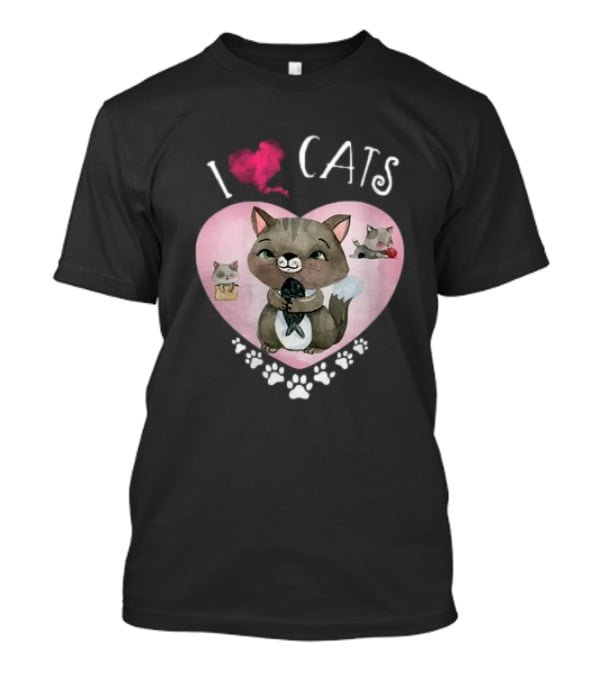 I Love Cats Heart And Paw Prints 365 Womens Cats I Love My Cats T-Shirt