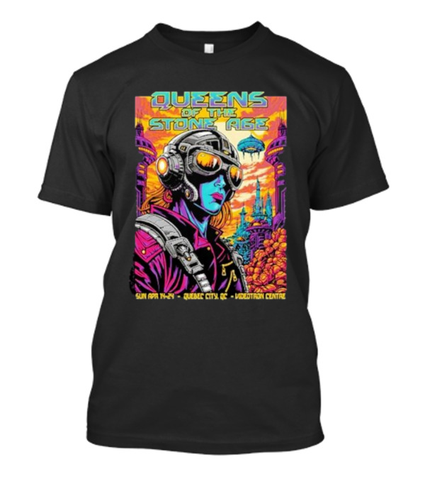 Queens Of The Stone Age Sun Apr 14 2024 Quebec City QC Videotron Centre Psychedelic Sci-Fi T-Shirt