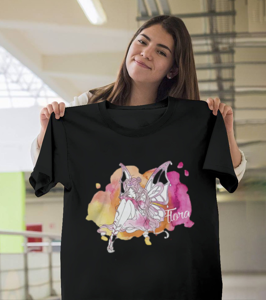 Flora Winx Club Merch Shine Bright Watercolor Wings T-Shirt
