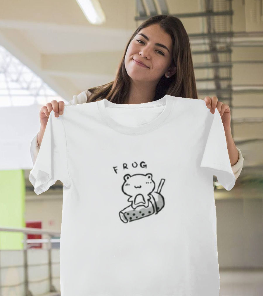 Frog Alles Ava Merch Cute Bubble Tea Cartoon T-Shirt