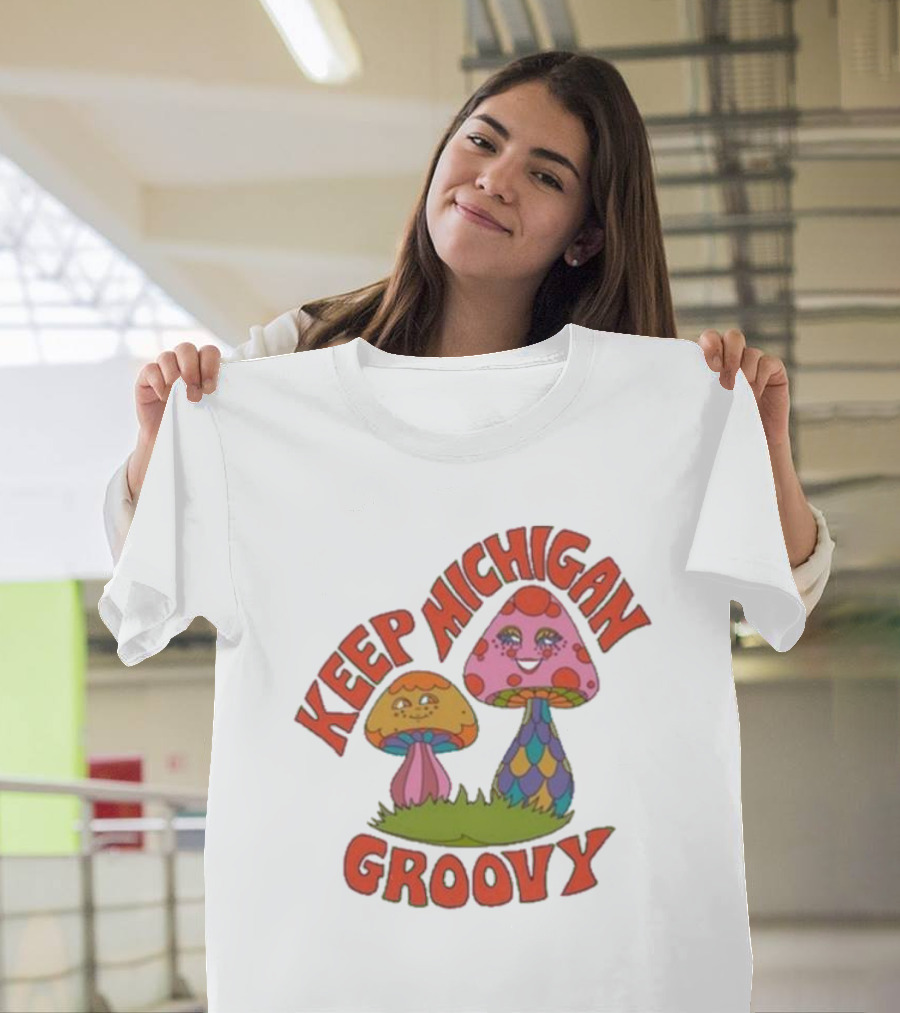 Keep Michigan Groovy with Colorful Psychedelic Mushrooms T-Shirt