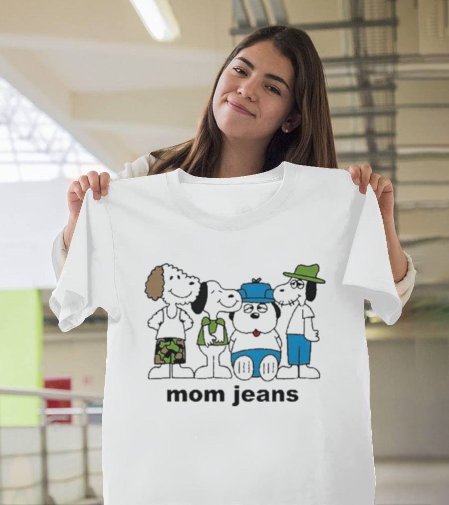 Mom Jeans Band Cartoon Characters in Colorful Outfits T-Shirt