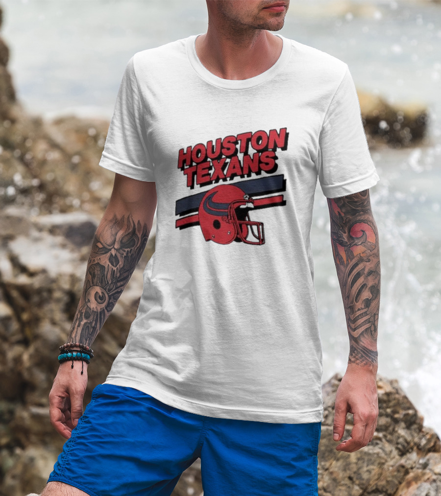 Houston Texans Vintage Helmet Stripes Retro Homage T-Shirt