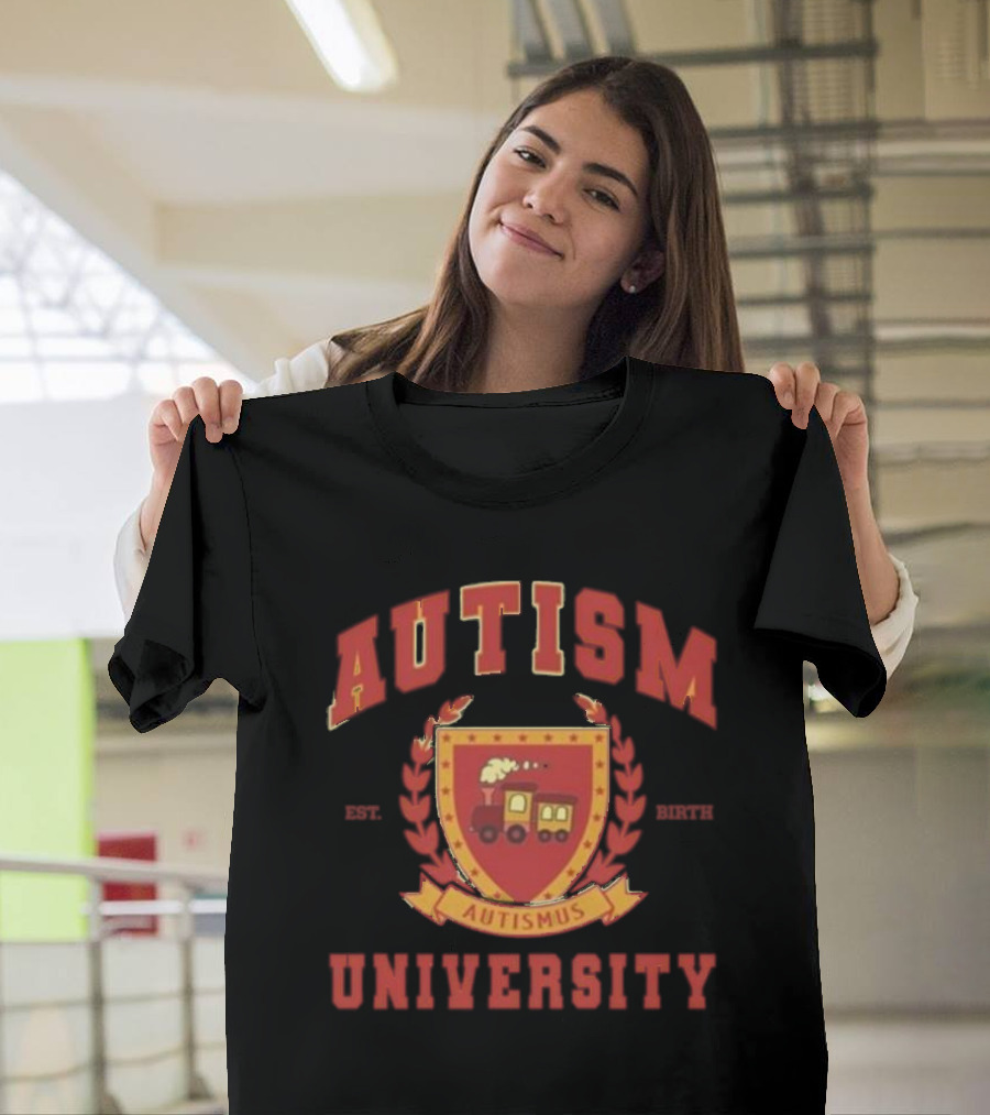 Autism University Est Birth Autismus Crest Train Emblem T-Shirt