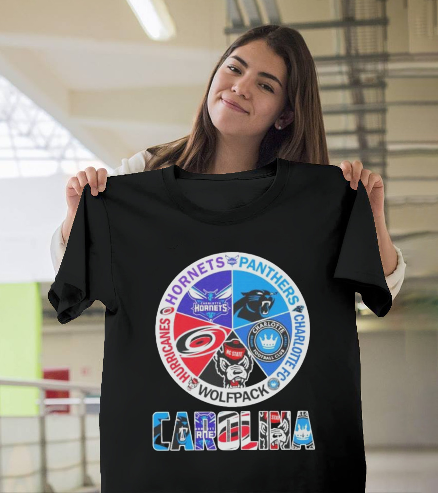 Carolina Panthers Hornets Hurricanes Wolfpack Charlotte FC Sports Teams T-Shirt