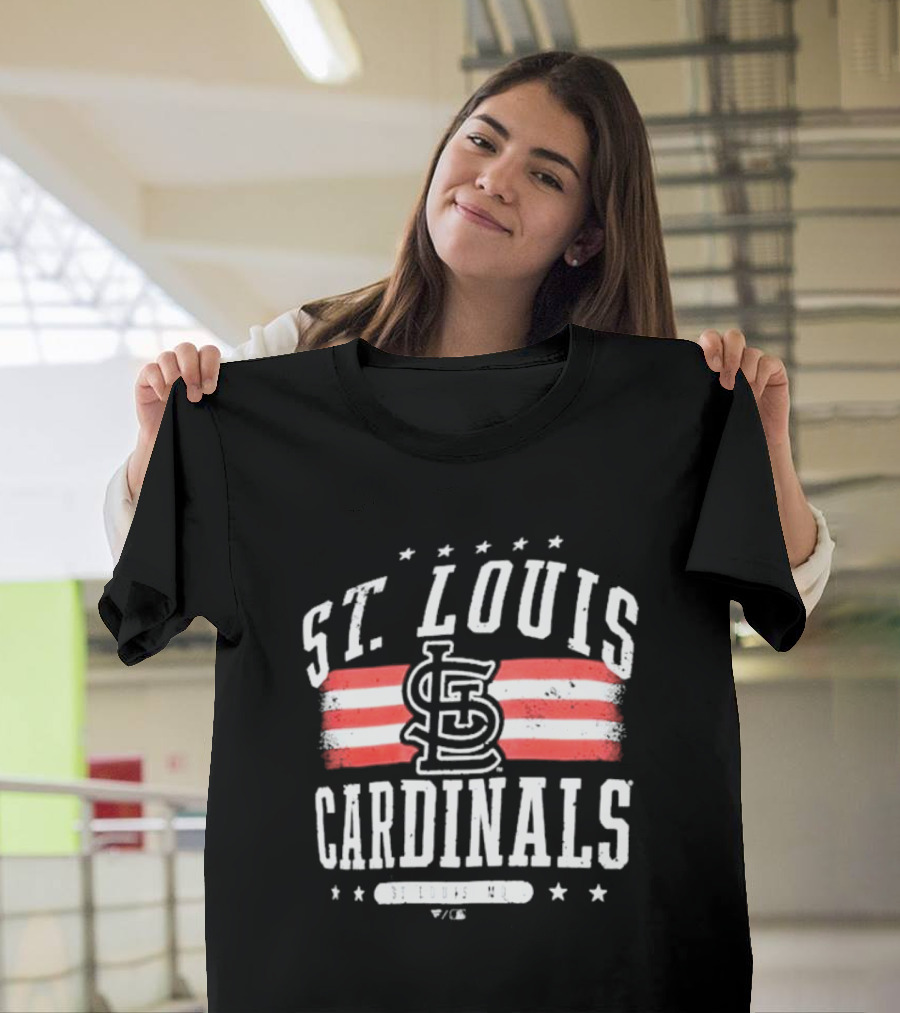St. Louis Cardinals Americana Big And Tall Stars And Stripes Logo With St. Louis MO T-Shirt