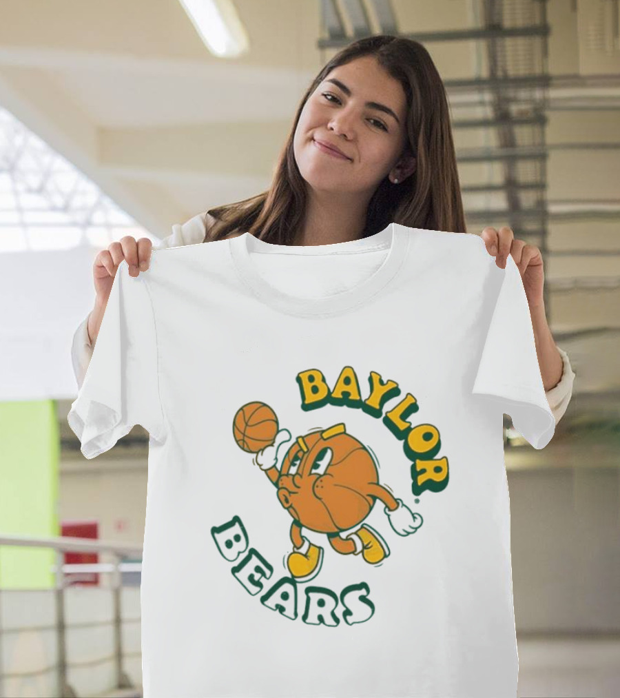 Baylor Bears Basketball Vintage Cartoon Logo Youth Green T-Shirt
