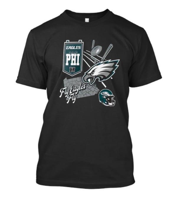 Eagles Fly Eagles Fly PHI Let's Go Football Helmet T-Shirt