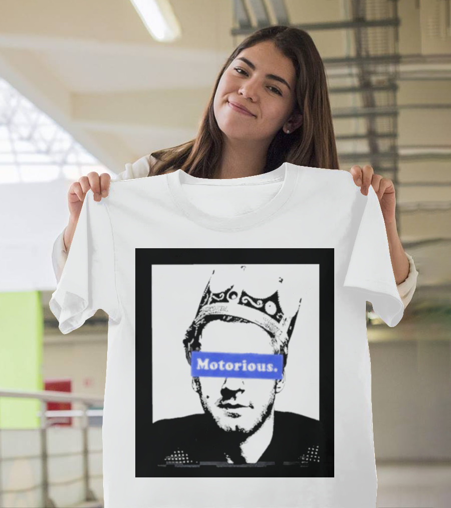 Willy Styles Motorious Crown Portrait with Blue Text Block T-Shirt